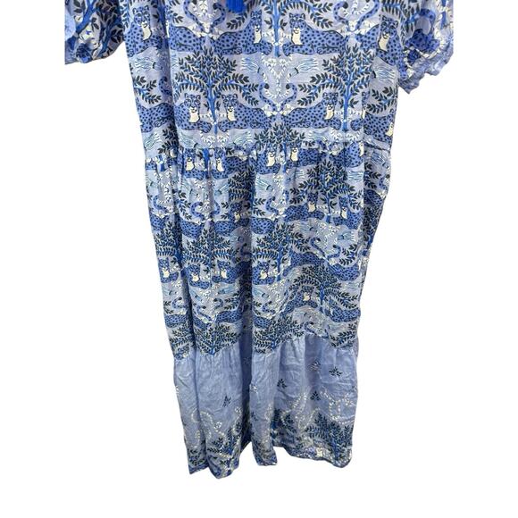 Printfresh Blue Maxi Dress Medium Silk Cotton Blend Boho Animal Print - Picture 7 of 12